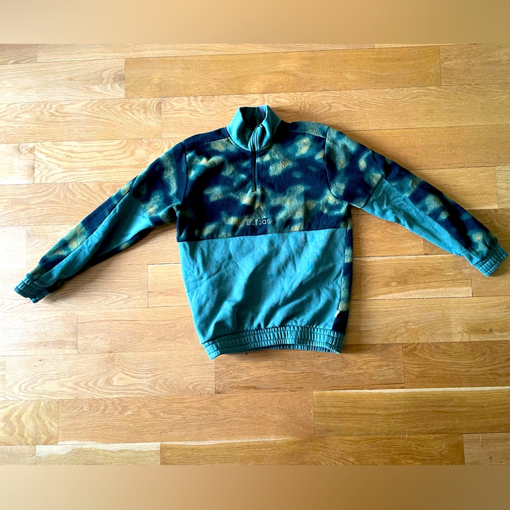 ADIDAS POLAR FLEECE NATURE ALLOVER PRINT 1/4-ZIP JACKET 🔥🔥🔥